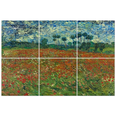 Tableau Multi Panneaux Le Champ Des Coquelicots - Vincent Van Gogh - Décoration murale