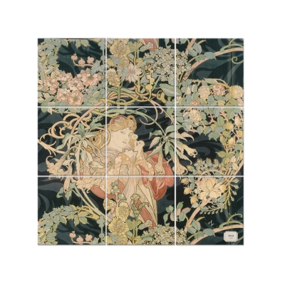 Väggkonst med flera Paneler Femme À La Marguerite - Alphonse Mucha - Väggdekoration