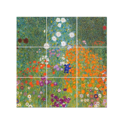 Tableau Multi Panneaux Jarden De Fleurs - Gustav Klimt - Décoration murale