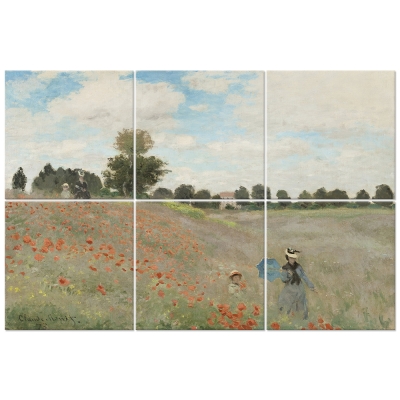 Decoração de Parede Multipanel Campo de Papoulas em Argenteuil - Claude Monet