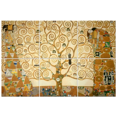 Väggkonst med flera Paneler The Tree Of Life - Gustav Klimt - Väggdekoration