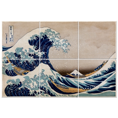 Väggkonst med flera Paneler The Great Wave Of Kanagawa - Katsushika Hokusai - Väggdekoration