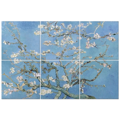 Väggkonst med flera Paneler Almond Blossom - Vincent Van Gogh - Väggdekoration