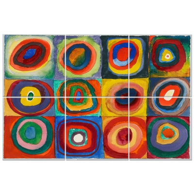 Väggkonst med flera Paneler Farbstudie Quadrate - Wassily Kandinsky - Väggdekoration