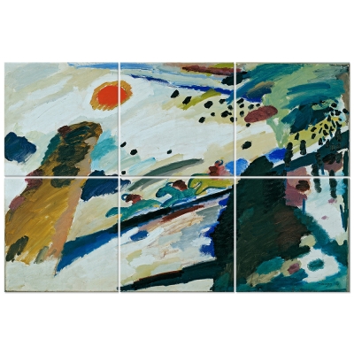 Wielopanelowa grafika ścienna Romantic Landscape - Wassily Kandinsky - Dekoracje ścienne