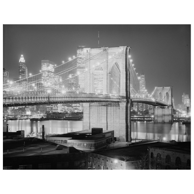 Tableau, Impression Sur Toile - Lumières Sur Le Pont De Brooklyn - Décoration murale