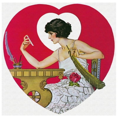 Stampa su Tela - Life Magazine February 1922, Valentine's Day - C. Coles Phillips - Quadro su Tela, Decorazione Parete