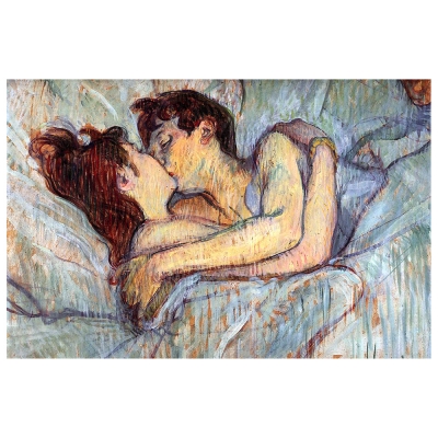 Tableau, Impression Sur Toile - Dans Le Lit. Le Baiser Henri De Toulouse-Lautrec - Décoration murale
