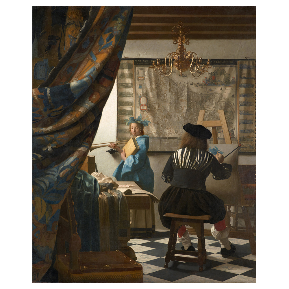 QUADRO ARTE Jan Vermeer Stampa su tela CANVAS Allegoria della pittura