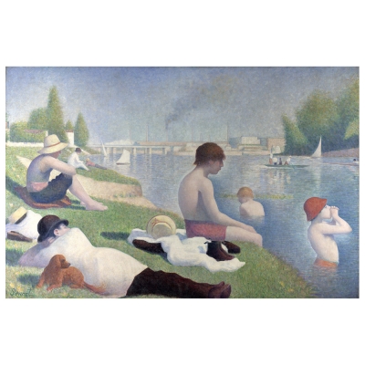 Tableau, Impression Sur Toile - Une Baignade À Asnières - Georges Seurat - Décoration murale