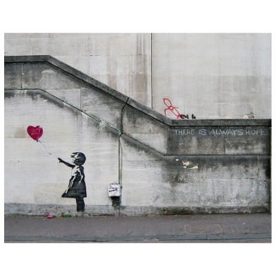 Tableau, Impression Sur Toile - Fille avec Ballon Rouge, Banksy - Décoration murale