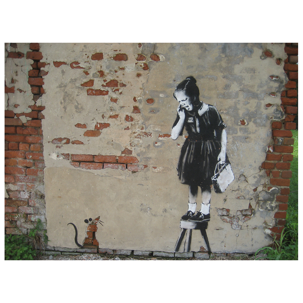 Quadri famosi, stampe su tela, posters vintage e arredo da parete - ツ  Legendarte - Stampa su tela - Bambina e Topolino, Banksy - Quadro su Tela,  Decorazione Parete