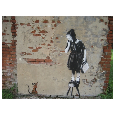 Tableau, Impression Sur Toile - Fille et Souris, Banksy - Décoration murale