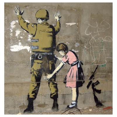 Obraz na płótnie - Girl and a Soldier, Banksy - Dekoracje ścienne