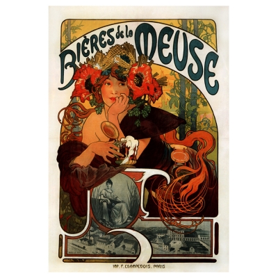 Tableau, Impression Sur Toile - Bière De La Meuse Alphonse Mucha - Décoration murale