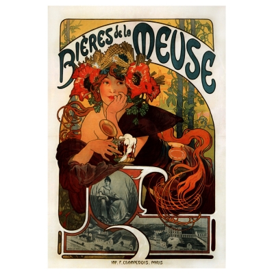 Stampa su tela - Birra Della Mosa - Alphonse Mucha - Quadro su Tela, Decorazione Parete