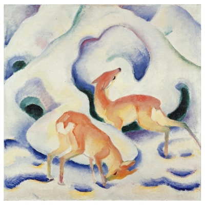 Kunstdruck auf Leinwand - Hirsch im Schnee - Franz Marc - Wanddeko, Canvas