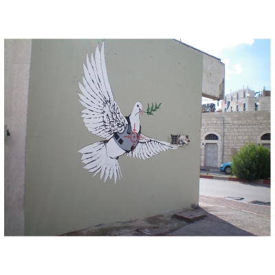 Stampa su tela - Colomba della Pace con Corazza, Banksy - Quadro su Tela, Decorazione Parete