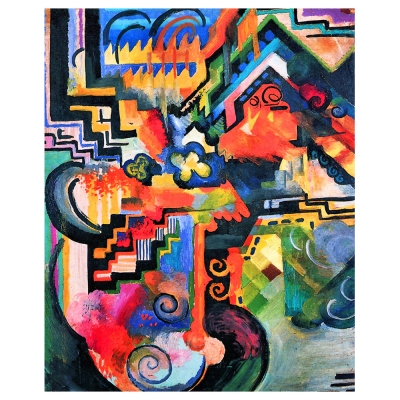 Tableau, Impression Sur Toile - Composition Colorée (Hommage À Bach) August Macke - Décoration murale