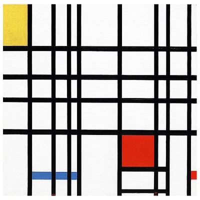 Tableau, Impression Sur Toile - Composition En Jaune, Bleu Et Rouge - Piet Mondrian - Décoration murale