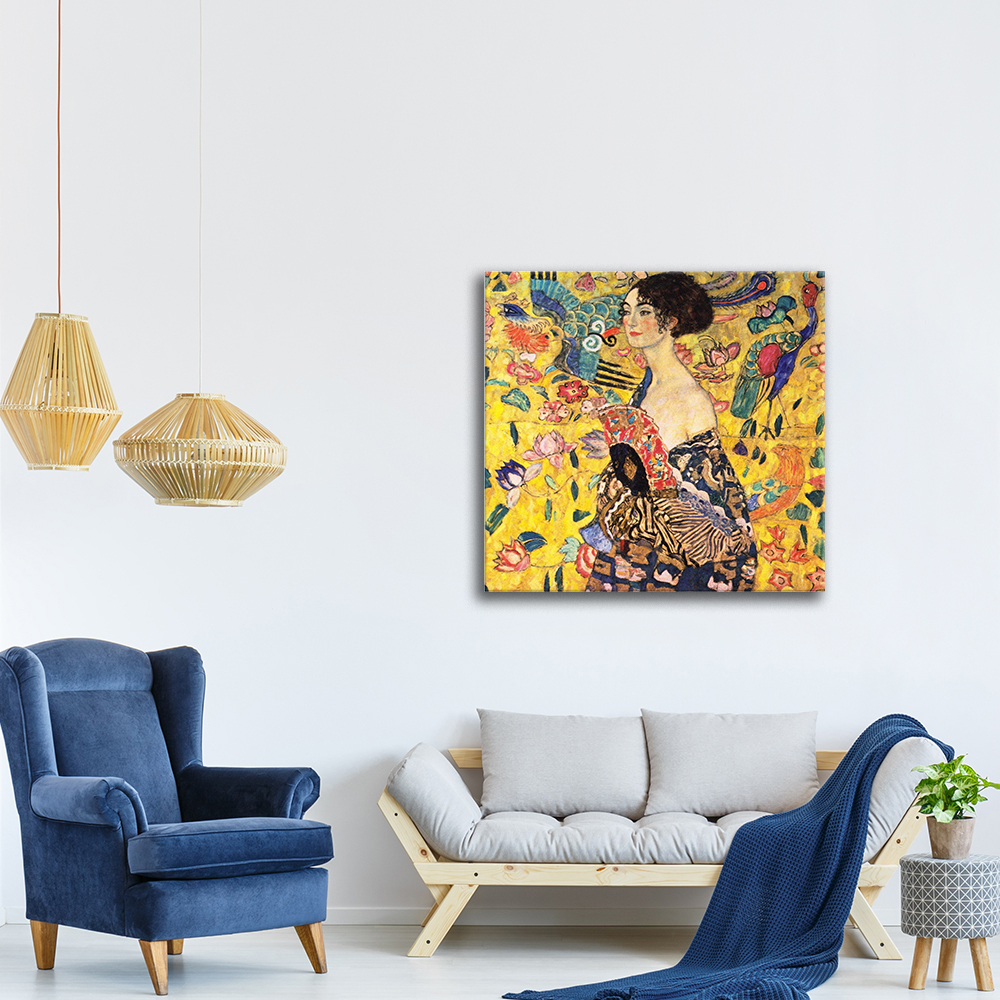 Quadri famosi, stampe su tela, posters vintage e arredo da parete - ツ  Legendarte - Stampa su tela - Dama Con Ventaglio - Gustav Klimt - Quadro su  Tela, Decorazione Parete