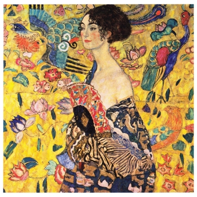 Tableau, Impression Sur Toile - Dame Avec Un Éventail Gustav Klimt - Décoration murale