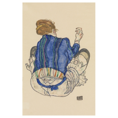 Quadro em Tela, Impressão Digital - Mulher sentada (lado traseiro) - Egon Schiele - Decoração de Parede