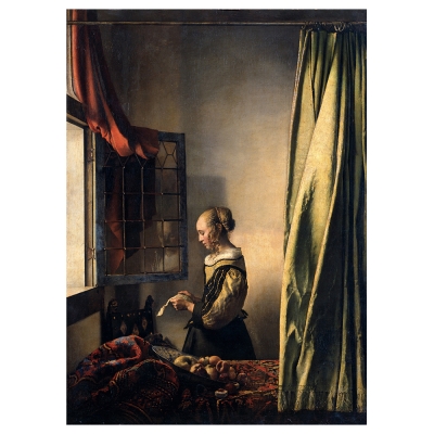 Quadro em Tela, Impressão Digital - Moça Lendo uma Carta à Janela - Jan Vermeer - Decoração de Parede