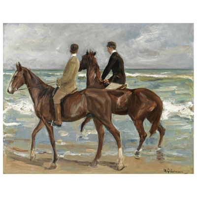 Tableau, Impression Sur Toile - Deux Cavaliers Sur La Plage Max Liebermann - Décoration murale