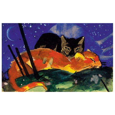 Quadro em Tela, Impressão Digital - Dois Gatos - Franz Marc - Decoração de Parede