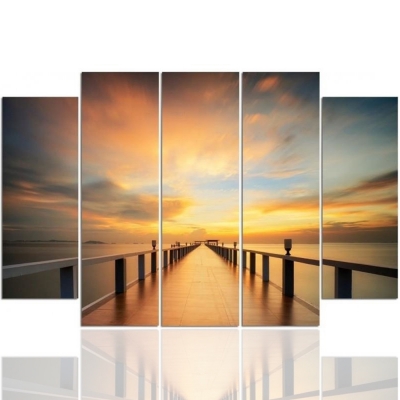 Kunstdruck auf Leinwand - Sonnenuntergang Pier - Wanddeko, Canvas
