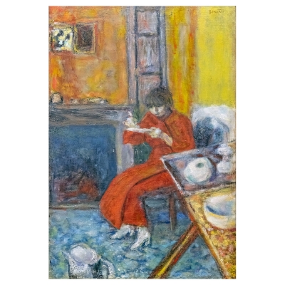 Stampa su tela - Femme Au Peignoir Rouge - Pierre Bonnard - Quadro su Tela, Decorazione Parete