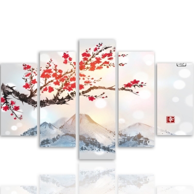 Quadro em Tela, Impressão Digital - Flor de Cerejeira de Inverno - Decoração de Parede