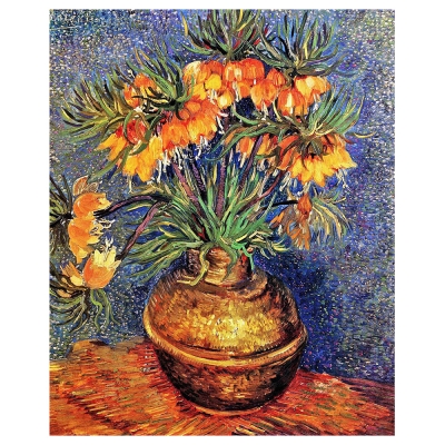 Kunstdruck auf Leinwand - Fritillaria, Kaiserkrone in Einer Kupfervase Vincent Van Gogh - Wanddeko, Canvas