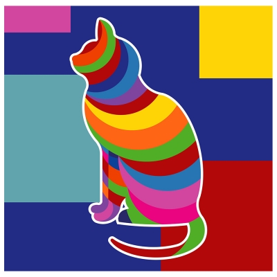 Cuadro Lienzo, Impresión Digital - Gato en Color - Decoración Pared