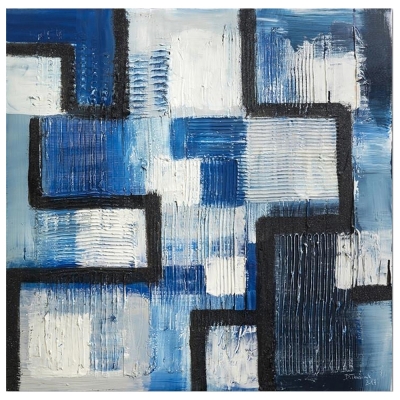 Kunstdruck auf Leinwand - Blaue Geometrie - Wanddeko, Canvas