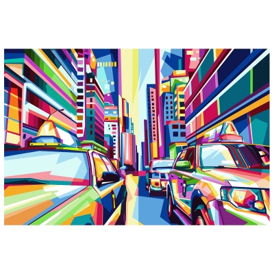 Quadro em Tela, Impressão Digital - Ciudad Geométrica - Decoração de Parede