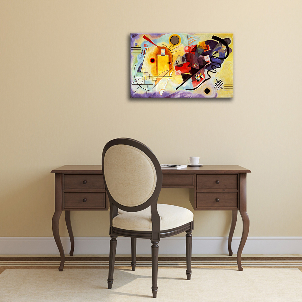 70x50 Tela Canvas Telaio Premium Alto Spessore 5 cm Vassily Kandinsky Pronto da Appendere Giallo Rosso e Blu Giallobus Quadro Quadri Moderni per la casa 