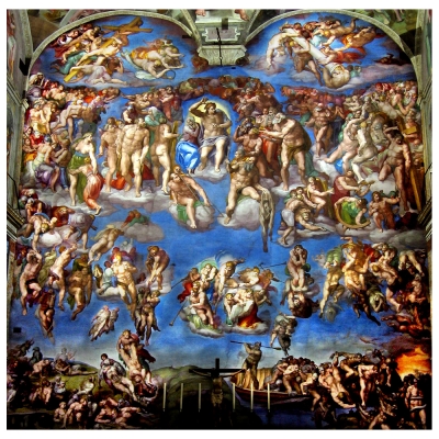 Kunstdruck auf Leinwand - Das Jüngste Gericht Michelangelo Buonarroti - Wanddeko, Canvas