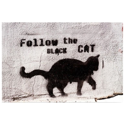 Kunstdruck auf Leinwand - Follow The Black Cat - Wanddeko, Canvas