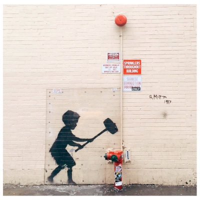 Stampa su tela - Hammer Boy, Banksy - Quadro su Tela, Decorazione Parete