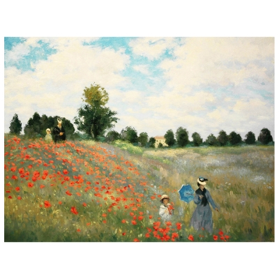 Quadro em Tela, Impressão Digital - Campo de Papoulas - Claude Monet - Decoração de Parede