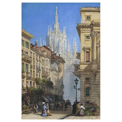 Stampa su tela - Il Duomo di Milano da una Strada Laterale - William Wyld - Quadro su Tela, Decorazione Parete