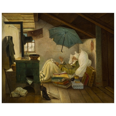 Tableau, Impression Sur Toile - Le Pauvre Poète - Carl Spitzweg - Décoration murale