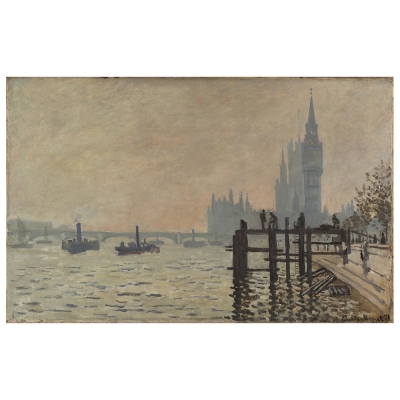 Tableau, Impression Sur Toile - La Tamise À Westminster - Claude Monet - Décoration murale