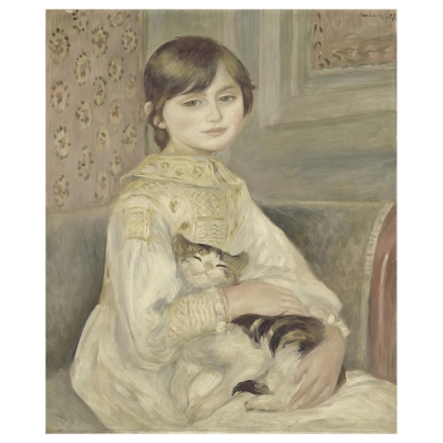 Quadro em Tela, Impressão Digital - Julie Manet com Gato - Pierre Auguste Renoir - Decoração de Parede