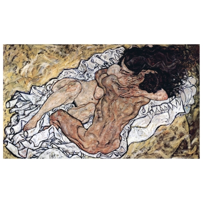 Tableau, Impression Sur Toile - L'Étreinte (Couple D'Amoureux Ii)  - Egon Schiele - Décoration murale