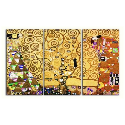 Quadro em Tela, Impressão Digital - A Árvore da Vida (3 Painéis) - Gustav Klimt - Decoração de Parede