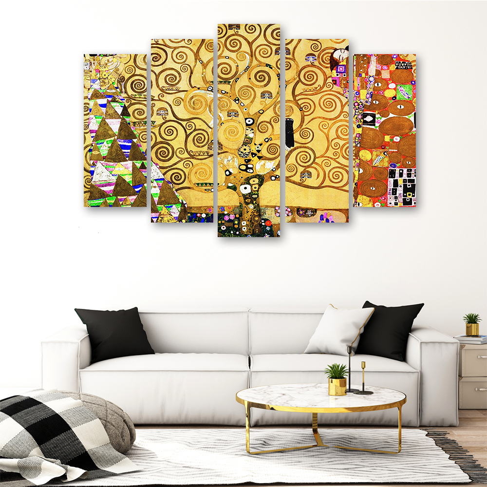 YIYAOFBH Famoso Dipinto Albero della Vita di Gustav Klimt Pittura su Tela Poster e Stampe Immagine di Arte della Parete per Soggiorno 50x150 cm Senza Cornice 