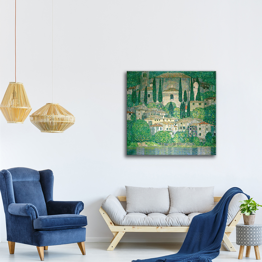 50x50 cm Giallobus Vari Formati Chiesa a Cassone Quadro Gustav Klimt Pronto da Appendere Stampa su su Vetro Acrilico plexiglass 